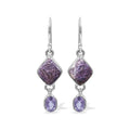 Starborn Purpurite and Amethyst Dangle Earrings in Sterling Silver