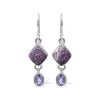 Starborn Purpurite and Amethyst Dangle Earrings in Sterling Silver