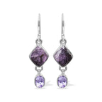 Starborn Purpurite and Amethyst Dangle Earrings in Sterling Silver