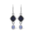 Starborn Purpurite and Amethyst Dangle Earrings in Sterling Silver