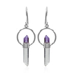 Starborn Quartz Crystal with Vera Cruz Amethyst Earring in Sterling Silver