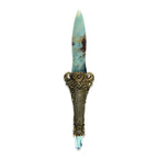 Starborn Troilite Crystal Wand with Aqua Aura Quartz Crystal & Decorative Carving Handle