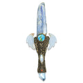 Starborn Decorative Kyanite Crystal Wand with Angelite Wings and Carved Clay Handle