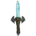 Starborn Troilite Crystal Wand with Carved Clay Handle & Fossil Palm Wood Wings