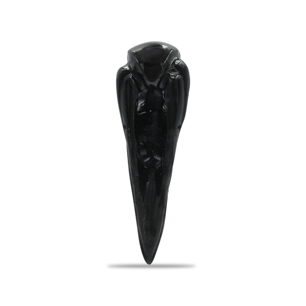 Starborn Round Cabochon Rainbow Moonstone and Rainbow Obsidian Raven Skull Pendant Necklace
