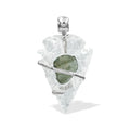 Starborn Quartz Arrowhead and Moldavite Wrap Pendant in Sterling Silver