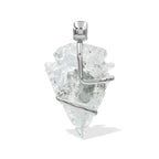 Starborn Quartz Arrowhead and Moldavite Wrap Pendant in Sterling Silver