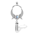 Starborn Danburite Crystal & Rainbow Moonstone Pendant in Sterling Silver