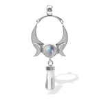 Starborn Danburite Crystal & Rainbow Moonstone Pendant in Sterling Silver
