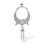 Starborn Danburite Crystal & Rainbow Moonstone Pendant in Sterling Silver
