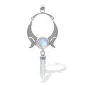 Starborn Quartz Crystal & Rainbow Moonstone Pendant in Sterling Silver