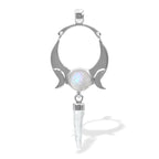 Starborn Quartz Crystal & Rainbow Moonstone Pendant in Sterling Silver