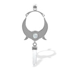 Starborn Quartz Crystal & Rainbow Moonstone Pendant in Sterling Silver
