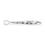 Starborn Rainbow Moonstone & White Topaz Teardrop Elongated Frame Pendant in Sterling Silver