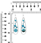 Starborn Mixed Turquoise and Faceted Blue Topaz Teardrop Elongated Frame Pendant in Sterling Silver