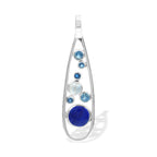 Starborn Mixed Lapis Lazuli, Kyanite & Rainbow Moonstone Teardrop Elongated Frame Pendant in Sterling Silver
