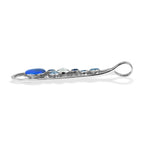 Starborn Mixed Lapis Lazuli, Kyanite & Rainbow Moonstone Teardrop Elongated Frame Pendant in Sterling Silver