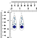 Starborn Mixed Lapis Lazuli, Kyanite & Rainbow Moonstone Teardrop Elongated Frame Pendant in Sterling Silver
