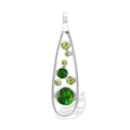 Starborn Mixed Green Ammolite and Peridot Teardrop Elongated Frame Pendant in Sterling Silver