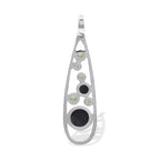 Starborn Mixed Green Ammolite and Peridot Teardrop Elongated Frame Pendant in Sterling Silver