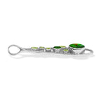 Starborn Mixed Green Ammolite and Peridot Teardrop Elongated Frame Pendant in Sterling Silver