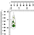 Starborn Mixed Green Ammolite and Peridot Teardrop Elongated Frame Pendant in Sterling Silver