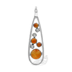 Starborn Mixed Carnelian and White Topaz Teardrop Elongated Frame Pendant in Sterling Silver