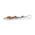 Starborn Mixed Carnelian and White Topaz Teardrop Elongated Frame Pendant in Sterling Silver