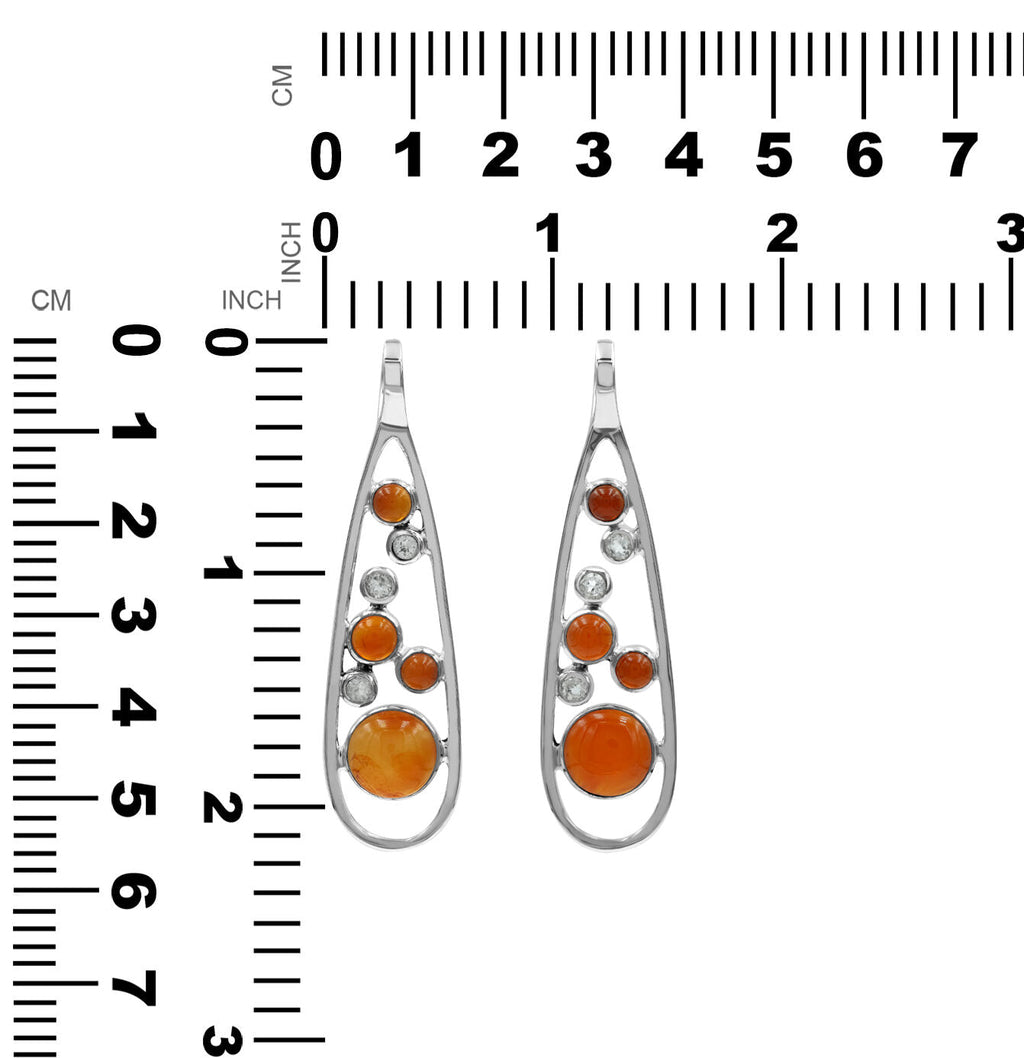 Starborn Mixed Carnelian and White Topaz Teardrop Elongated Frame Pendant in Sterling Silver