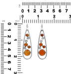 Starborn Mixed Carnelian and White Topaz Teardrop Elongated Frame Pendant in Sterling Silver