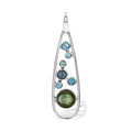 Starborn Mixed Labradorite and Blue Topaz Teardrop Elongated Frame Pendant in Sterling Silver
