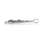 Starborn Mixed Labradorite and Blue Topaz Teardrop Elongated Frame Pendant in Sterling Silver
