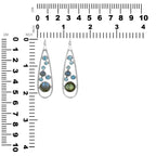 Starborn Mixed Labradorite and Blue Topaz Teardrop Elongated Frame Pendant in Sterling Silver