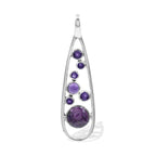Starborn Mixed Purpurite and Amethyst Teardrop Elongated Frame Pendant in Sterling Silver
