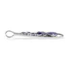 Starborn Mixed Purpurite and Amethyst Teardrop Elongated Frame Pendant in Sterling Silver