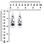 Starborn Mixed Purpurite and Amethyst Teardrop Elongated Frame Pendant in Sterling Silver