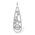 Starborn Mixed Freshwater Pearl and Faceted White Topaz Teardrop Elongated Frame Pendant in Sterling Silver