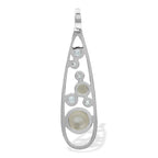Starborn Mixed Freshwater Pearl and Faceted White Topaz Teardrop Elongated Frame Pendant in Sterling Silver