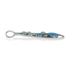 Starborn Mixed Peruvian Blue Opal and Faceted Blue Topaz Teardrop Elongated Frame Pendant in Sterling Silver