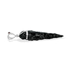 Starborn Obsidian Arrowhead Pendant with Filigree Garnet Gemstone Bale in Sterling Silver