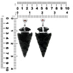 Starborn Obsidian Arrowhead Pendant with Filigree Garnet Gemstone Bale in Sterling Silver