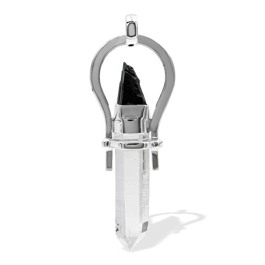 Starborn Elite Shungite and Quartz Crystal Horseshoe Pendant in Sterling Silver