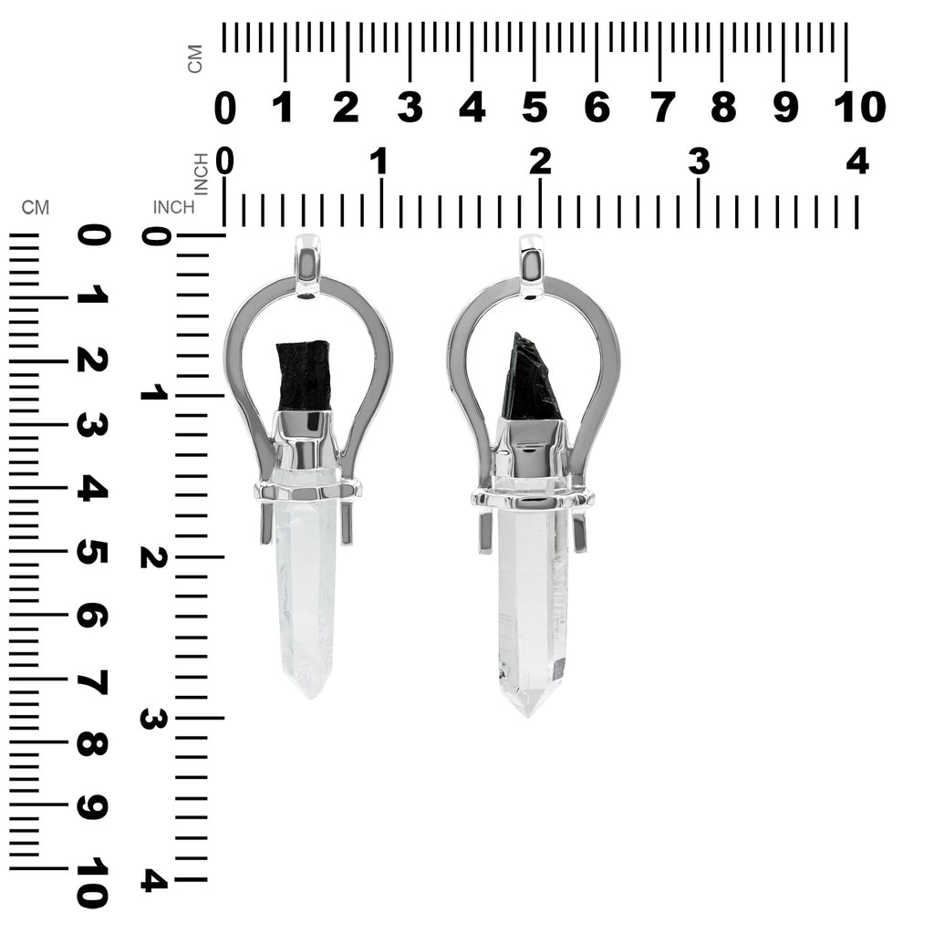 Starborn Elite Shungite and Quartz Crystal Horseshoe Pendant in Sterling Silver