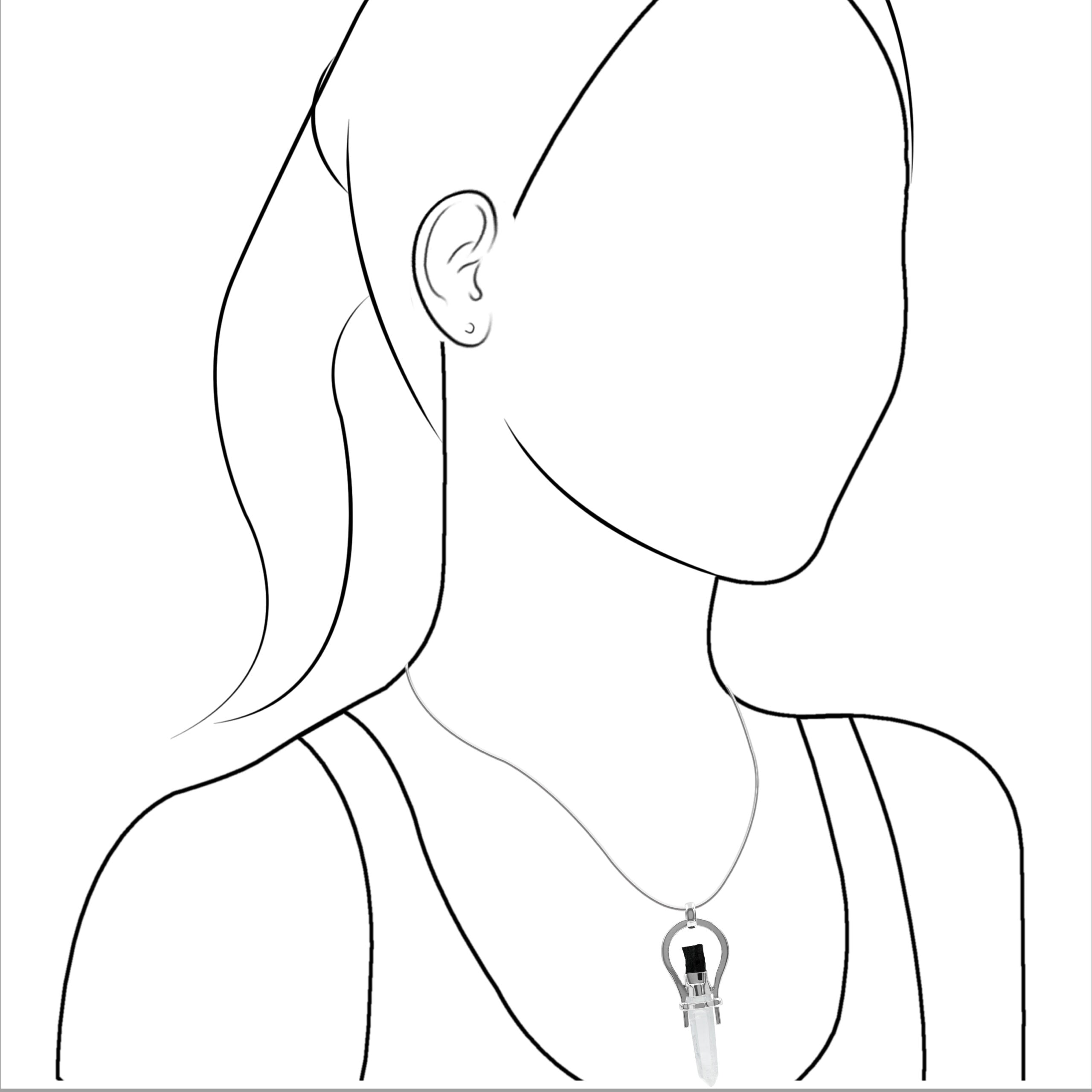Starborn Elite Shungite and Quartz Crystal Horseshoe Pendant in Sterling Silver