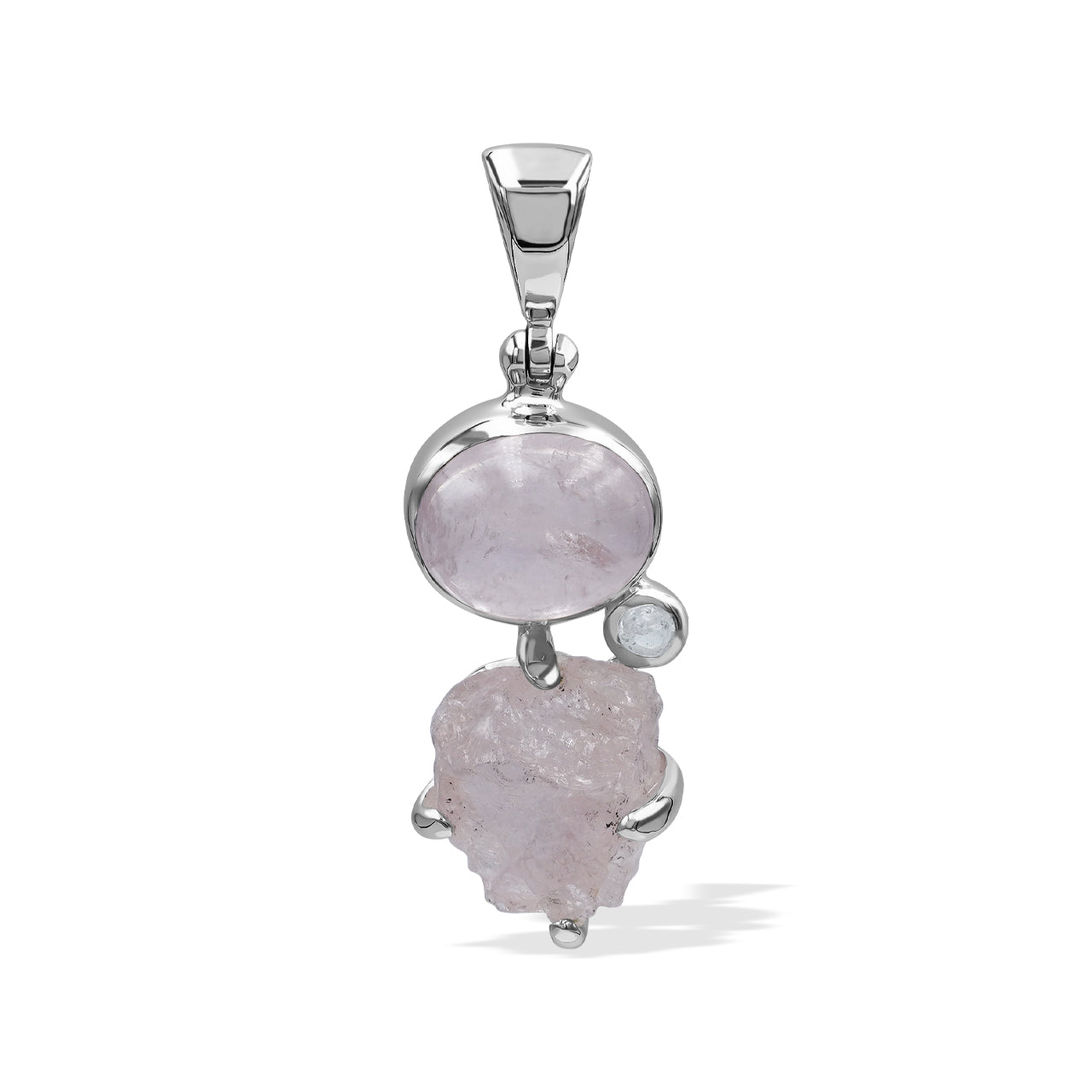 Starborn Morganite and White Topaz Pendant in Sterling Silver