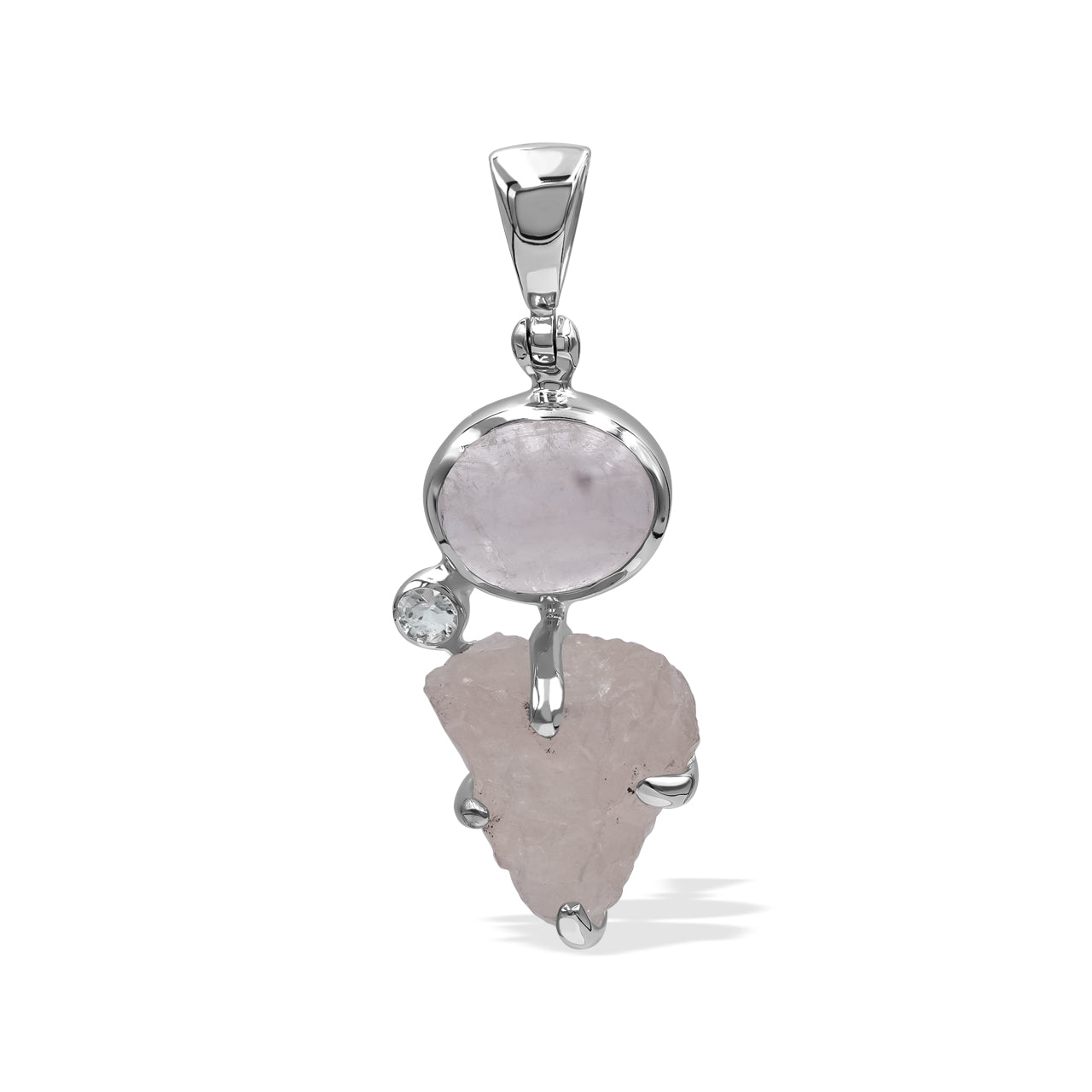 Starborn Morganite and White Topaz Pendant in Sterling Silver