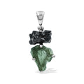 Starborn Moldavite & Campo del Cielo Meteorite Pendant in Sterling Silver