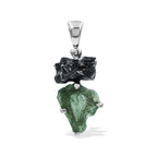 Starborn Moldavite & Campo del Cielo Meteorite Pendant in Sterling Silver