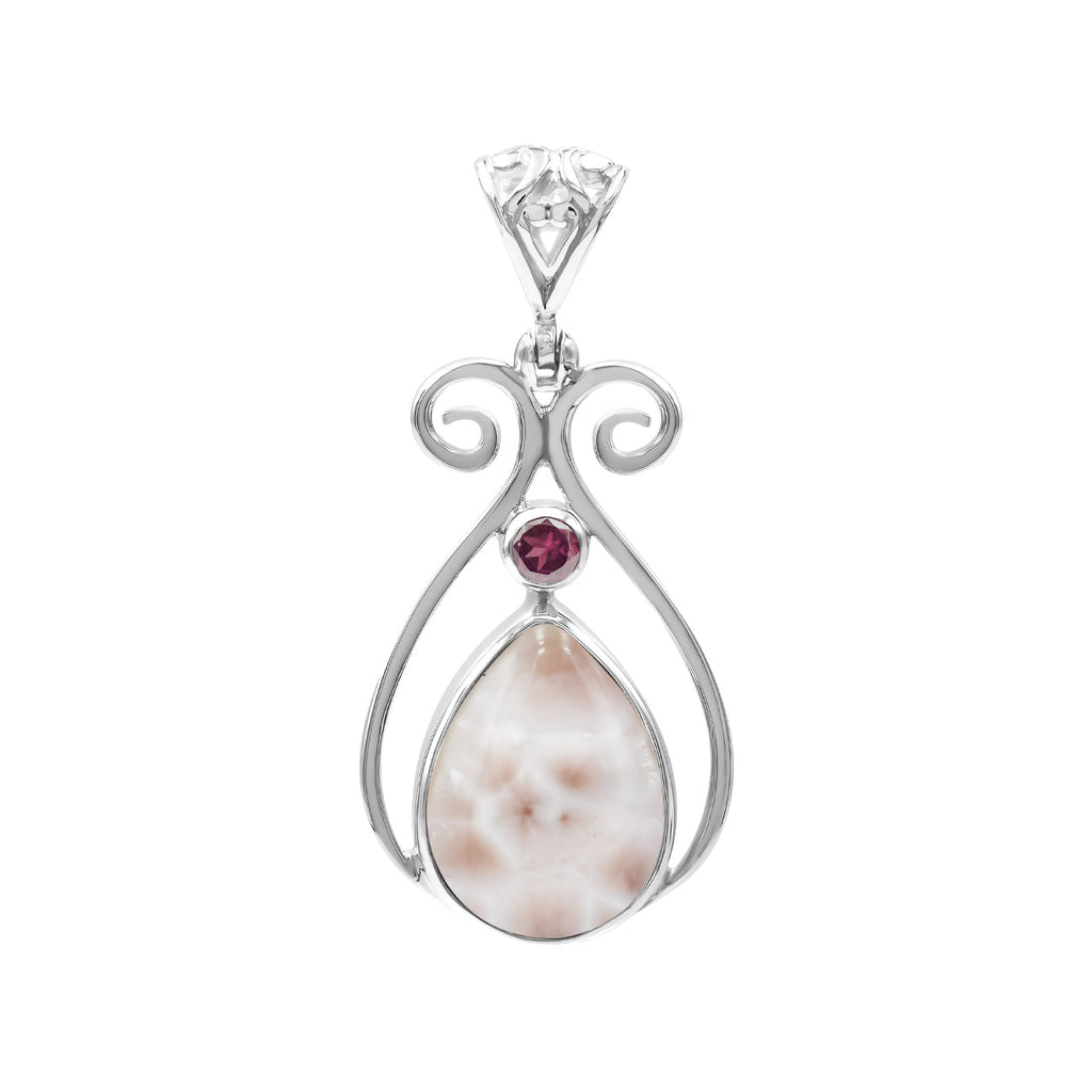 Starborn Pink Natrolite and Tourmaline Pendant in Fine Sterling Silver