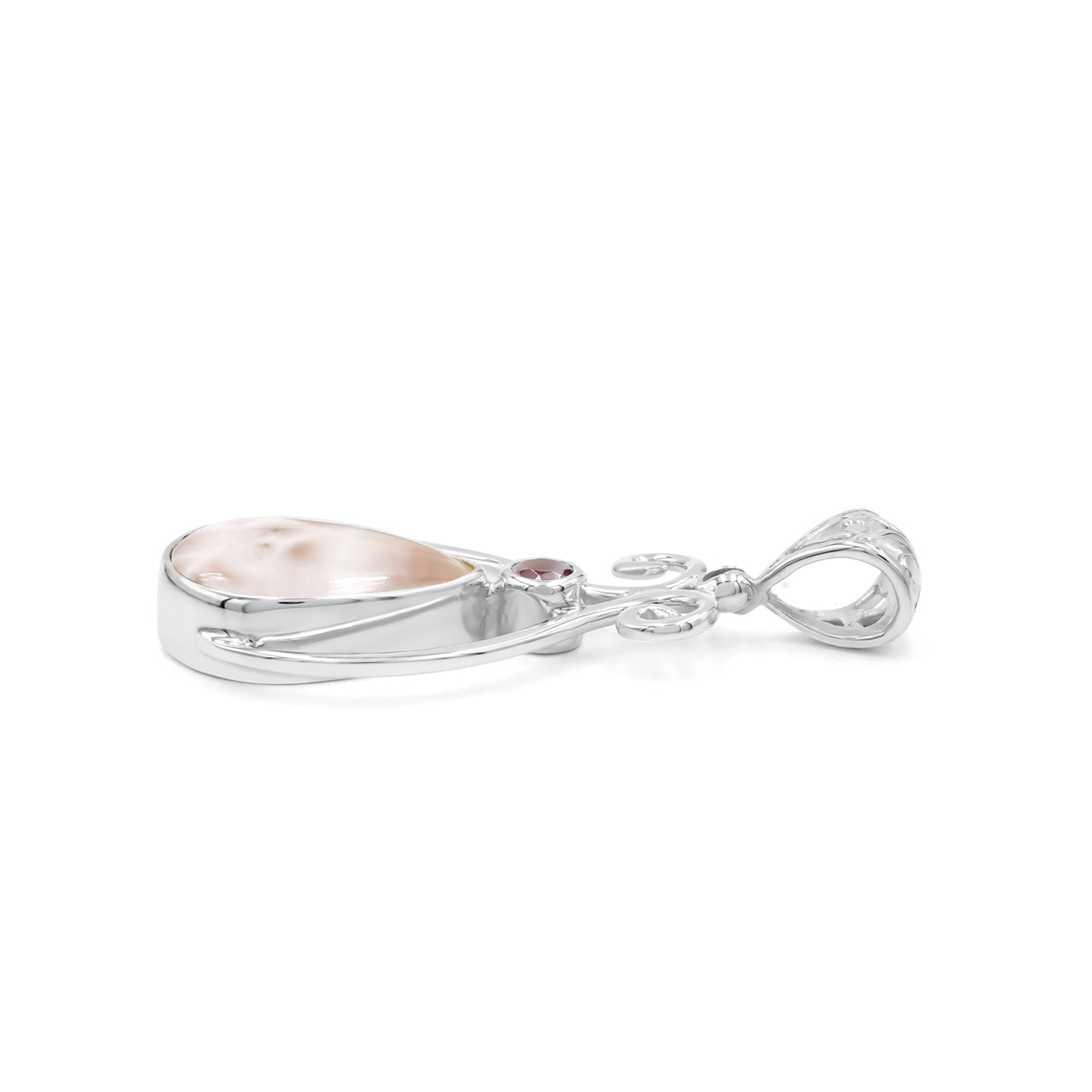 Starborn Pink Natrolite and Tourmaline Pendant in Fine Sterling Silver